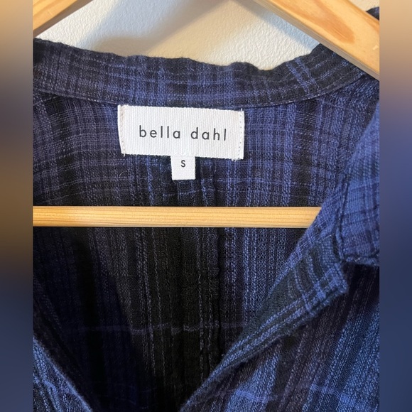 NWT Bella Dahl Women's Flowy Tie Waist Shirt Admiral Blue Plaid Small - Picture 4 of 10